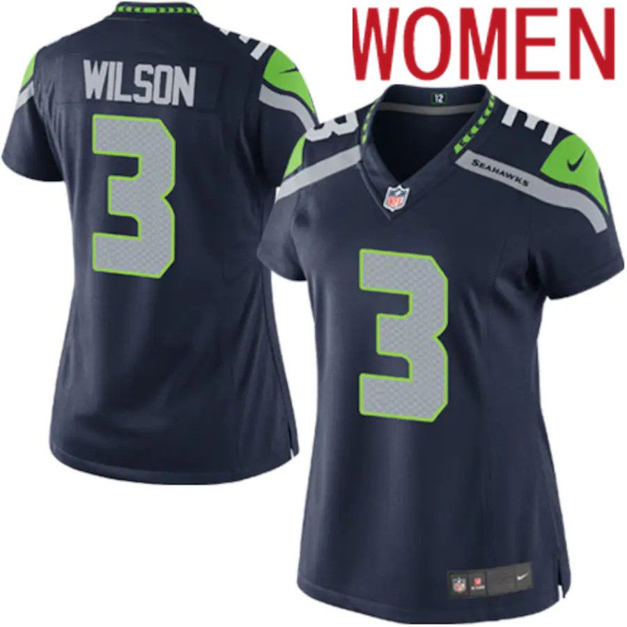 Women Seattle Seahawks 3 Russell Wilson Nike College Navy Game Player NFL Jersey